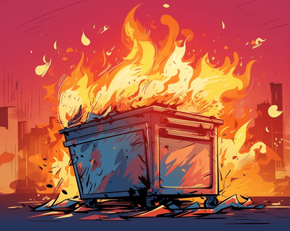 Vector art of a dumpster fire.