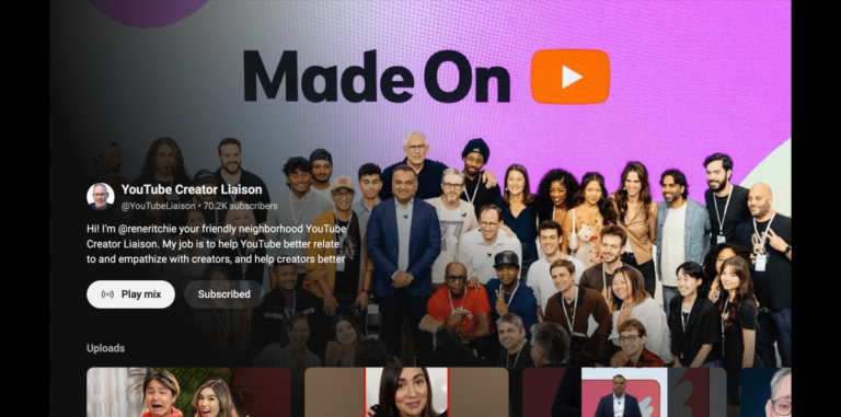 YouTube rolls out new channel pages for creators on its TV app