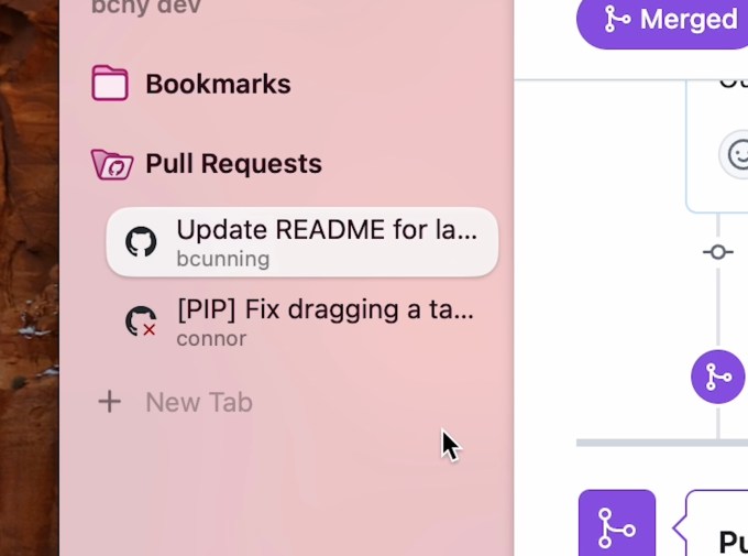 Arc Browser's Live Folder functionality updates pull requests automatically