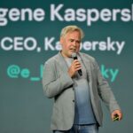 Eugene Kaspersky, CEO of Kaspersky Lab, gives a keynote speech during the Mobile World Congress (MWC) fair in Barcelona on June 28, 2021.